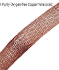 Close-up of high purity oxygen-free copper wire braid, part of the Universal Ground Straps Kit For Cars And Trucks 10 And 12 Inch Braided Copper