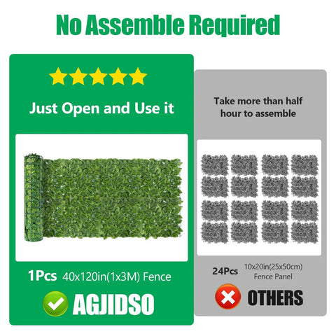 No Assembly Required Artificial Ivy Privacy Fence Screen For Outdoor Use 120 Inch By 40 Inch UV Resistant Faux Ivy Hedge
