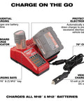 Vehicle 12V Charger For All M18 And M12 Batteries With Smart Sequential Charging Auto Second Pack Starts After First Is Full Built In Protective Electronics For Safe Vehicle Charging On The Fly