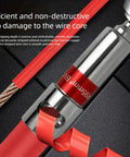 Heavy Duty Electric Wire Stripper For Household Wiring Projects showing smooth cutting action and copper wire, designed for safe insulation removal.