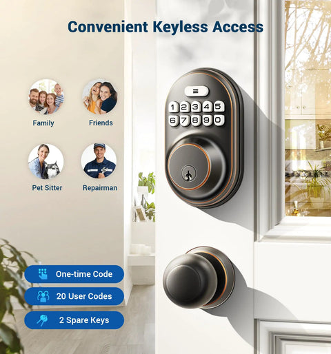 Keyless Entry Door Lock With Electronic Keypad Deadbolt Auto Lock Anti Peeking Password Backlit Easy Install Oil Rubbed Bronze