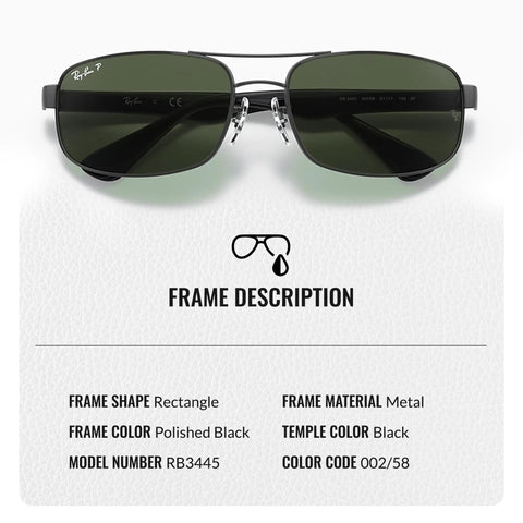 Rectangle Polarized Sunglasses For Men With G15 Green Lens And Modern Edge Frame Built To Handle Formal And Casual Looks