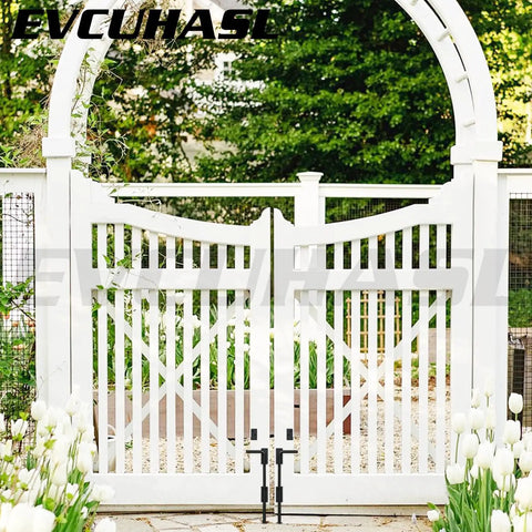 Keep Your Backyard Gate Locking Down Tight With This Straight Up Tough 12 Inch Cane Bolt Drop Rod Solid Steel Security Stopper For Wood Metal Vinyl Fences No Rust Just A Ridiculously Strong Ground Latch That Works Like A Champ, white fence gate with double doors and black latch.
