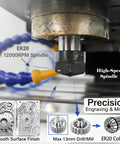 ER20 spindle of CNC Milling And Drilling Machine Benchtop With 400 By 140 Millimeter Workbench ER20 Spindle Up To 12000 RPM