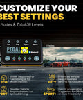 Ford Mustang Mach E 2021 Through 2026 Throttle Response Controller With Wireless App Sync And Four Drive Modes showing customization settings and modes.