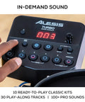 Control panel of Turbo Mesh Kit Electric Drum Set With 100 Plus Sounds showing dials and LED display.