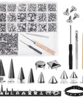 Dope 550 Piece Punk Studs And Spikes Kit With Eight Size Conical Studs Square And Round Pyramid Studs for crafts and fashion