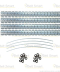Professional Alligator Rubber Conveyor Belt Staple Fastener Splice Kit with preloaded staples, nylon hinge pins, and washers.