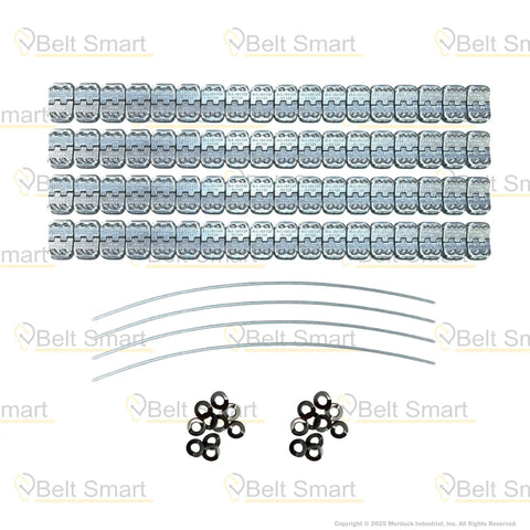 Professional Alligator Rubber Conveyor Belt Staple Fastener Splice Kit with preloaded staples, nylon hinge pins, and washers.