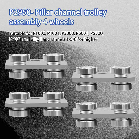 Beefed Up Heavy Duty Four Wheel Trolley Roller Assembly For One And Five Eighths Inch Or Taller Strut Channel With Eye Loop Zinc Electro Galvanized Finish 8 Pack Fits P1000 P1001 P5000 P5001 P5500 P5501 And Similar Channel Profiles