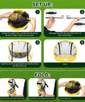 Instructions for setting up and folding the 3-In-1 Golf Chipping Net Set With Pop-Up Practice Nets And Three Target Panels.