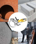 Professional Grade 8000W Brushless Concrete Wall Cutting Saw With 29Cm And 39Cm Blades cutting through concrete wall and blocks.