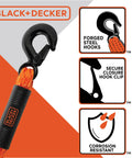 Heavy Duty 14 Foot Tow Rope With Easy Grip Handles And Steel G-Clip Hooks, 4500 Lb Break Strength, and features icons