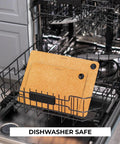 Set Of 2 Heavy Duty Wood Fiber Cutting Boards in dishwasher, showcasing their dishwasher safe feature.