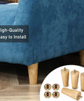 5 Inch Solid Wood Furniture Legs Set Of 4 Durable Mid Century Style Replacement Legs For Sofa Couch Bed Dresser Cabinet And Armchair Floor Friendly Easy Install With Glossy Finish And Scratch Resistant Protection attached to blue sofa