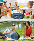 Lightning Bolts Insulated Lunch Bag Dark Blue For Kids And Adults Portable Cooler Tote With Shoulder Straps Keeps Meals Fresh All Day Big Main Compartment Plus Side Mesh Pockets For Drinks Perfect For School Office Travel, blue insulated lunch bag on school table
