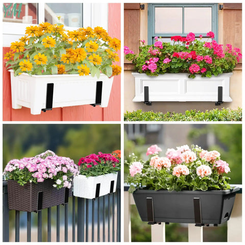 Six Pack Deck Railing Adjustable Planter Box Brackets From 6 To Twelve Point Five Inches Universal Heavy Duty Iron Flower Box Mounting