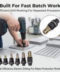 Six Piece Electric Drill Rivet Nut Mandrel Adapter Kit With Manual Hex Shaft For Bolt Insertion In Auto Work, Building, Furniture Fixing And Aviation Jobs on drill