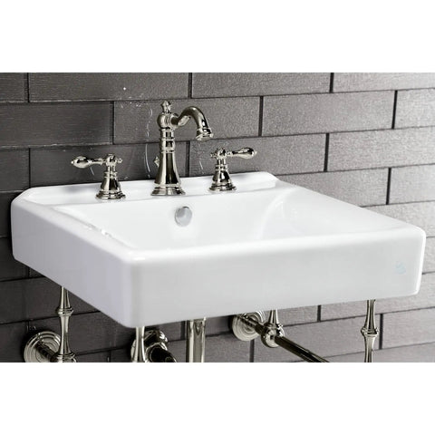 American Classic Widespread Lavatory Faucet In Naples Bronze, 5-5/16 Inch Spout Reach, Deck Mount in bathroom setting