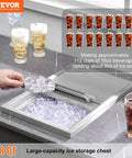 Person scooping ice from Drop-In Stainless Steel Ice Chest With Sliding Cover, 40.9 Qt Ice Bin For Outdoor Kitchen on counter.