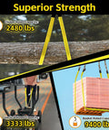 2-pack yellow lifting straps with loops for hoist and rigging, heavy-duty nylon, 9400 lb capacity