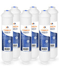 Heavy Duty Inline Polishing Carbon Water Filter Cartridge For Reverse Osmosis Systems With Quick Connect Fitting And Standard Size Compatible With Icf 10 Provides Smooth No Sweat Setup And Straight Up Clean Taste 6 Pack in display.