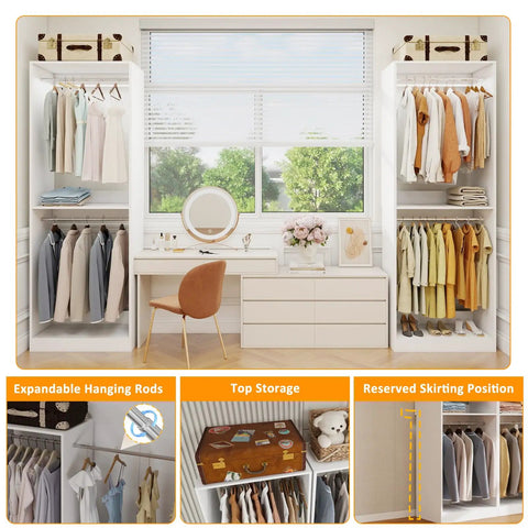 Big Time Modular Closet System With Hella Roomy Hanging Space And Solid Wood Build For Custom Walk In Setup showing organized clothes and storage.