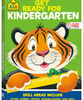 Cover of Get Ready for Kindergarten Workbook With 256 Pages of Early Learning Activities, featuring a tiger and ruler.