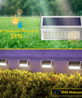 Solar Fence Lights 10 Pack With 30 Led Waterproof Stainless Steel Backyard as garden lighting solution.