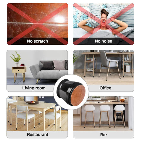 32 Pcs Chair Leg Protectors For Hardwood Floors Silicone With Felt Bottoms No Fuss in various settings