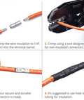 Non-Insulated Butt Connectors Kit 100 Pcs For 24-8 AWG Cu Wire Splice Connectors crimping process demonstration