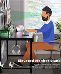 Compact 31.5 Inch Computer Desk With Monitor Stand And Headphone Hook For Small Spaces, space-saving setup in an office