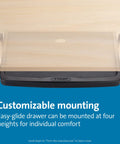 Underdesk Keyboard Drawer Black Smooth Ride Computer Tray adjustable mount with visible glides for four height options.