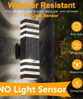 LED Up And Down Outdoor Wall Lights Two Pack Sconce with weather-resistant features for patio and garage lighting in rain