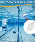 Image of G52 Backup Valve Replacement For Polaris Pool Cleaners in a pool setup, showing valve connection and hose detail.