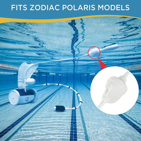 Image of G52 Backup Valve Replacement For Polaris Pool Cleaners in a pool setup, showing valve connection and hose detail.