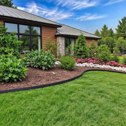 Front view of deep landscape edging system with ten inch depth and fifty feet run for grass root barrier and yard border