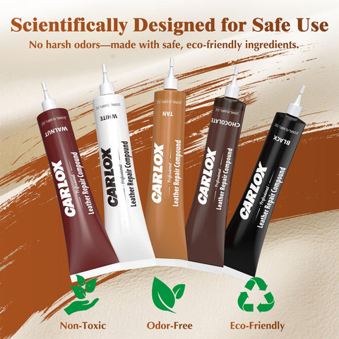 Leather Repair Kit For Car Seats, Furniture And Couches With 3 Step Reinforcement, eco-friendly color tubes image