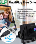 5 Megapixel USB Camera Workhorse With 3.6mm Fixed Lens For Machine Vision And Engraving shown with USB cable