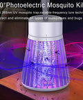 Rechargeable Outdoor Mosquito Trap With 600V Electric Grid, Hanging UV Purple Light Bug Zapper, Safety Grid on table indoors