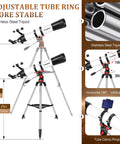 High Powered 90mm 800mm Refractor Telescope For Adults With Fully Coated Optics, Large Aperture For Bright, Clear Moon And Planet Views, Easy Setup For Stargazing, Rich Color, Strong Contrast on stainless steel tripod