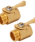 Heavy Duty Brass Garden Hose Shut Off Valve Three Quarter Inch Inline, Ergonomic Handle, 2 Pack With 2 Hose Washers, Durable Metal