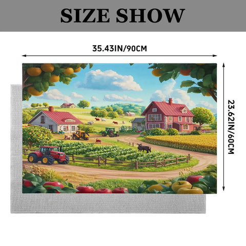 Size diagram of Green Pattern Anti Fatigue Kitchen Mat With Plush Faux Cashmere Comfort, Non Slip Rubber Backing, Machine Washable Rug
