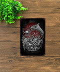 Funny Vintage Metal Sign Totally Rad Scary Ramen Bone Appetit Tin Wall Art 8 By 12 Inch Poster for home kitchen office decor.