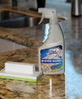 Granite And Stone Sealer That Stays Put Easy To Use Water Based Formula Sprays On And Wipes Off Protects Granite Marble Travertine Limestone And Concrete Grout Fireplaces And Patios From Oil Coffee Wine Ink Safe For Food Contact on kitchen countertop with applicator pad