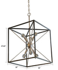 Six Light Sputnik Pendant In Brushed Steel And Glass, Glam Industrial Ceiling Light Fixture, 27 Inch Tall, 16 Inch Wide, Side View