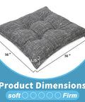 22 Inch Large Floor Pillow With Thick Memory Foam Cushion, Non Slip Square Seat Pad For Office Back Support, Indoor Yoga And Chair Use, Color Block Fabric Washable Cover, Light Gray, 56 x 56 in dimensions shown