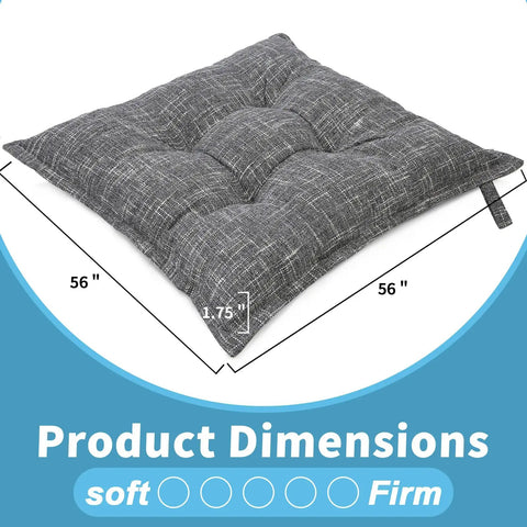 22 Inch Large Floor Pillow With Thick Memory Foam Cushion, Non Slip Square Seat Pad For Office Back Support, Indoor Yoga And Chair Use, Color Block Fabric Washable Cover, Light Gray, 56 x 56 in dimensions shown