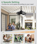 Outdoor Ceiling Fan With Lights For Patio And Gazebo IP65 Waterproof Hanging Fan With Remote Control shown installed on patio