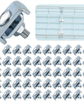 50 Pack Wire Mesh Cable Tray Coupler Kit for Basket Cable Management, showing steel end-to-end splice connectors and basket tray setup.